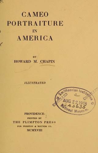 Cover for Cameo portraiture in America