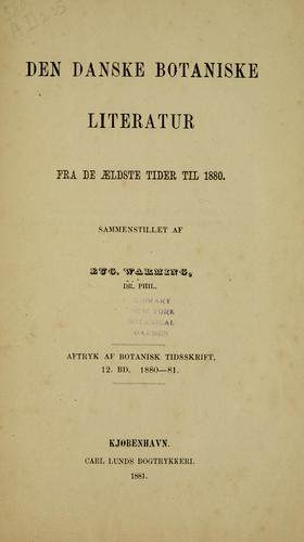 Cover for danske botaniske literatur fra de aeldste tider til 1880