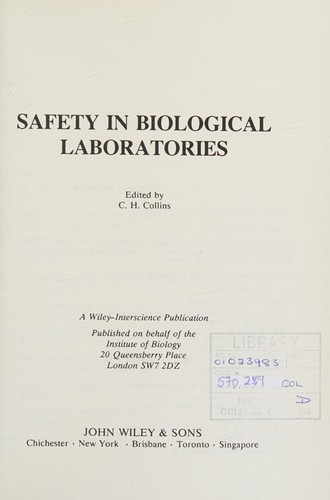 Cover for Safety in biological laboratories
