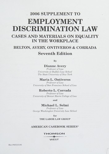 Cover for 2006 Supplement to employment discrimination law