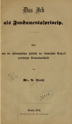Cover for Das ich als fundamentalprincip ...