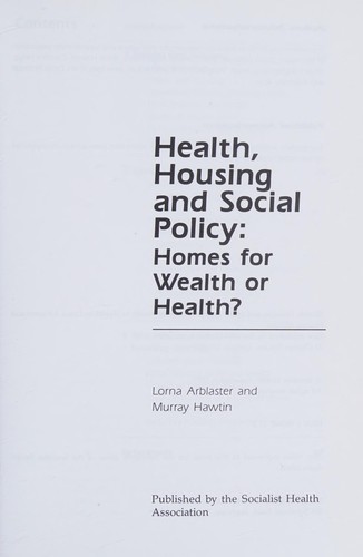 Cover for Towards Equality in Health
