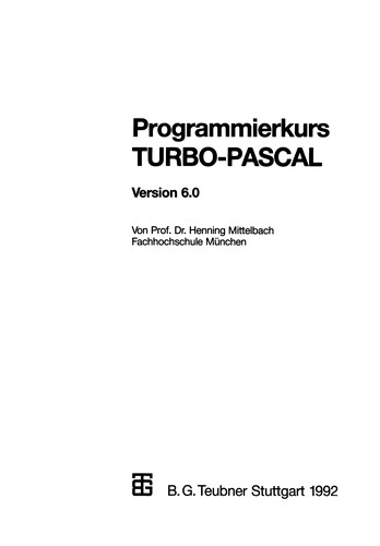 Cover for Programmierkurs TURBO-PASCAL