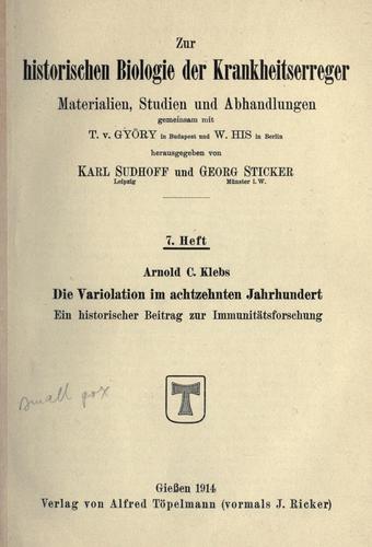 Cover for Variolation im achtzehnten Jahrhundert