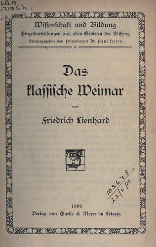 Cover for klassische Weimar.