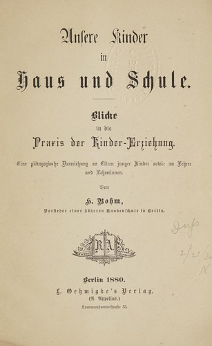 Cover for Unsere Kinder in Haus und Schule