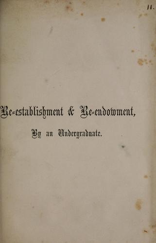 Cover for Re-establishment & re-endowment