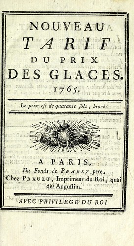 Cover for Nouveau tarif du prix des glaces, 1765