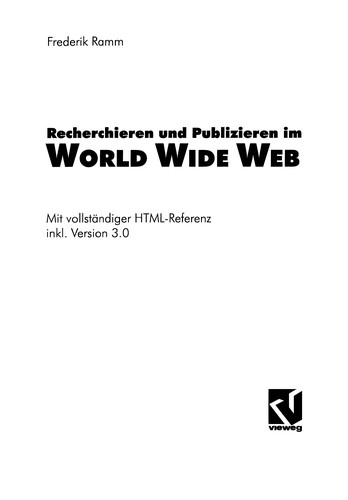 Cover for Recherchieren und Publizieren im World Wide Web