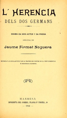 Cover for L'herencia del dos germans