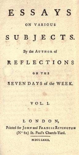 Cover for Essays on various subjects.