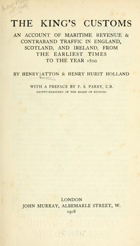 Cover for The king's customs
