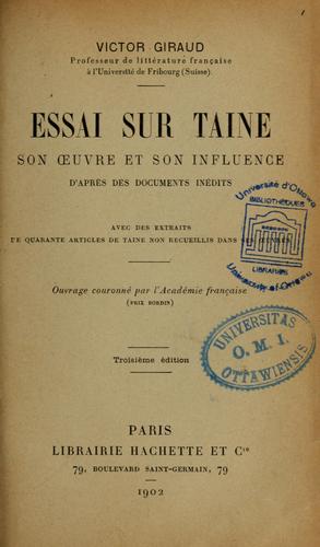 Cover for Essai sur Taine