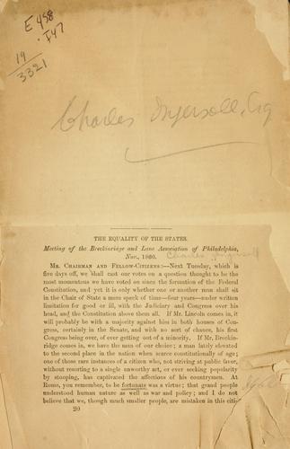 Cover for Speeches.