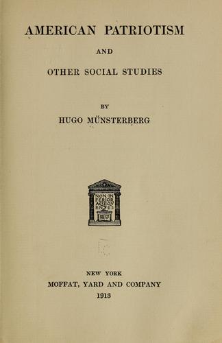 Cover for American patriotism and other social studies
