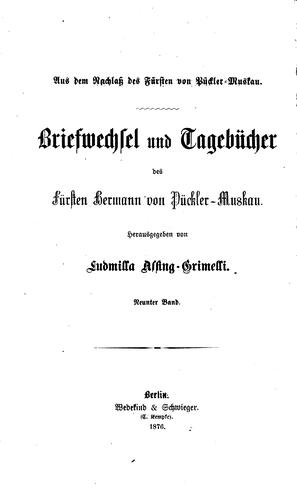 Cover for Briefwechsel und Tagebücher des Fürsten Hermann von Pückler-muskau