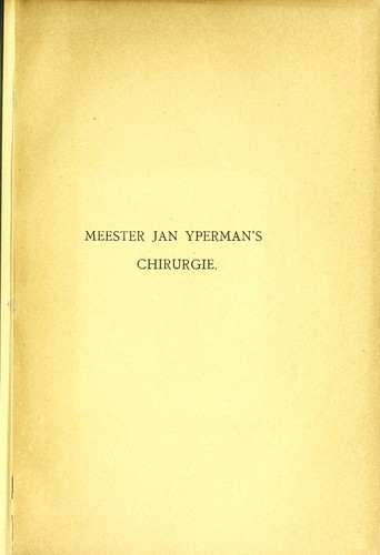 Cover for De "Cyrurgie" van Meester Jan Yperman