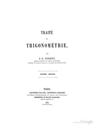 Cover for Traité de trigonométrie