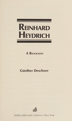 Cover for Reinhard Heydrich, a biography