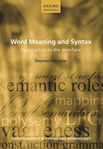 Cover for Word Meaning and Syntax