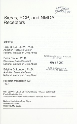 Cover for Sigma, PCP, and NMDA receptors