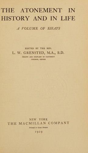 Cover for The atonement in history and in life