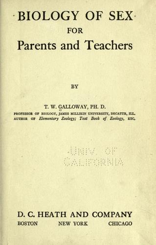 Cover for Biology of sex for parents and teachers