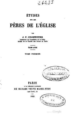 Cover for Études sur les pères de l'Église