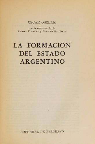 Cover for La formación del estado argentino