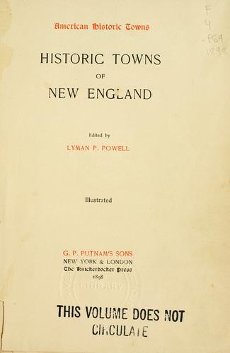 Cover for Historic towns of New England