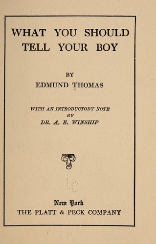 Cover for What you should tell your boy