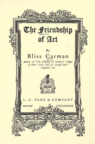 Cover for The friendship of art