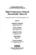 Cover for High-Temperature Ordered Intermetallic Alloys IX