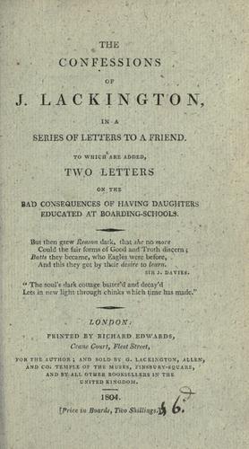 Cover for The confessions of J. Lackington