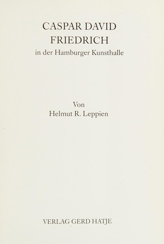 Cover for Caspar David Friedrich in der Hamburger Kunsthalle