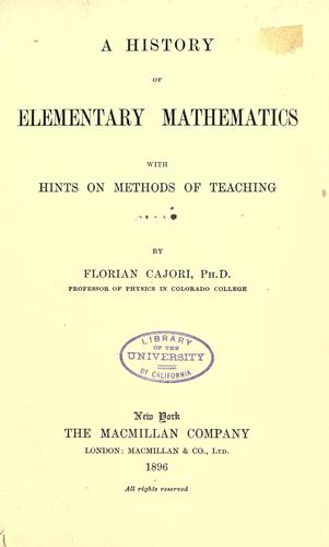 Cover for A history of elementary mathematics