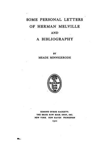 Cover for Some personal letters of Herman Melville and a bibliography.