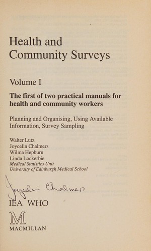 Cover for Health and Community Services