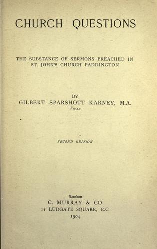 Cover for Church questions
