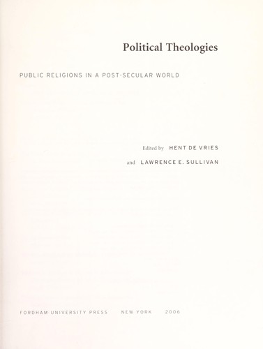 Cover for Political theologies