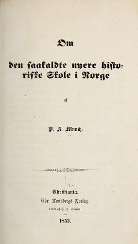 Cover for Om den saakaldte nyere historiske skole i Norge