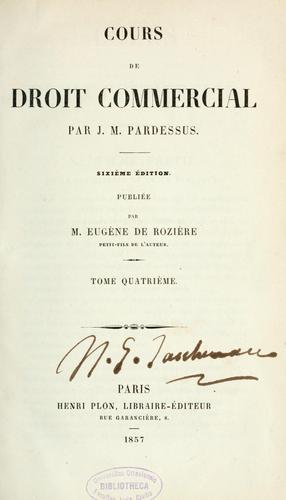 Cover for Cours de droit commercial