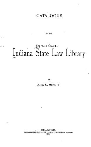 Cover for Catalogue of the Indiana state law library