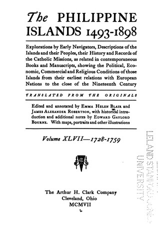 Cover for The Philippine Islands, 1493-1803: Explorations by Early Navigators, Descriptions of the Islands ...