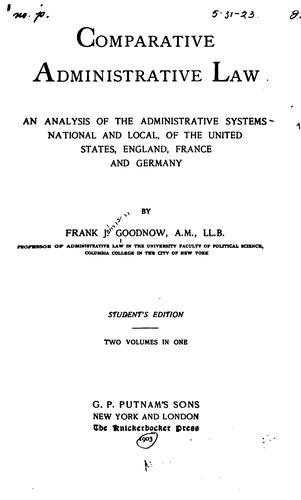 Cover for Comparative administrative law