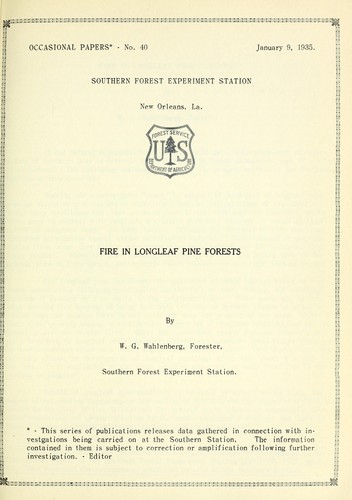 Cover for Fire in longleaf pine forests