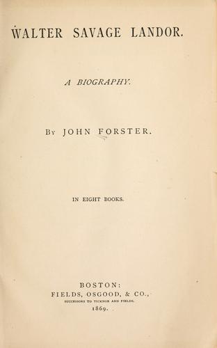 Cover for Walter Savage Landor.
