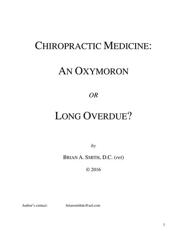 Cover for Chiropractic Medicine: An Oxymoron or Long Overdue?