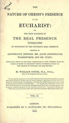 Cover for Nature of Christ's presence in the Eucharist