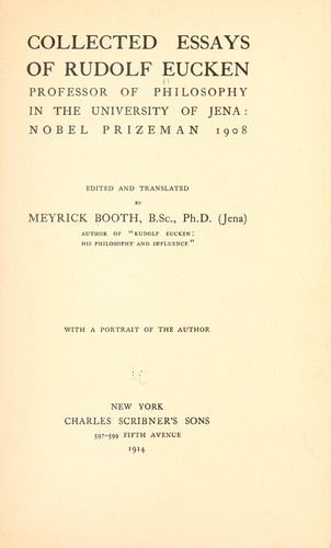 Cover for Collected essays of Rudolf Eucken.